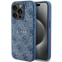 Guess GUHMP15XG4GFRB iPhone 15 Pro Max 6.7" niebieski|blue hardcase 4G Collection Leather Metal Logo MagSafe цена и информация | Чехлы для телефонов | 220.lv