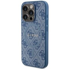 Guess GUHMP15XG4GFRB iPhone 15 Pro Max 6.7" niebieski|blue hardcase 4G Collection Leather Metal Logo MagSafe цена и информация | Чехлы для телефонов | 220.lv