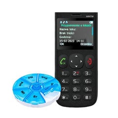 Мобильный телефон GSM MAXCOM MM 750 BLACK + органайзер для лекарств (пн-вс) цена и информация | Мобильные телефоны | 220.lv
