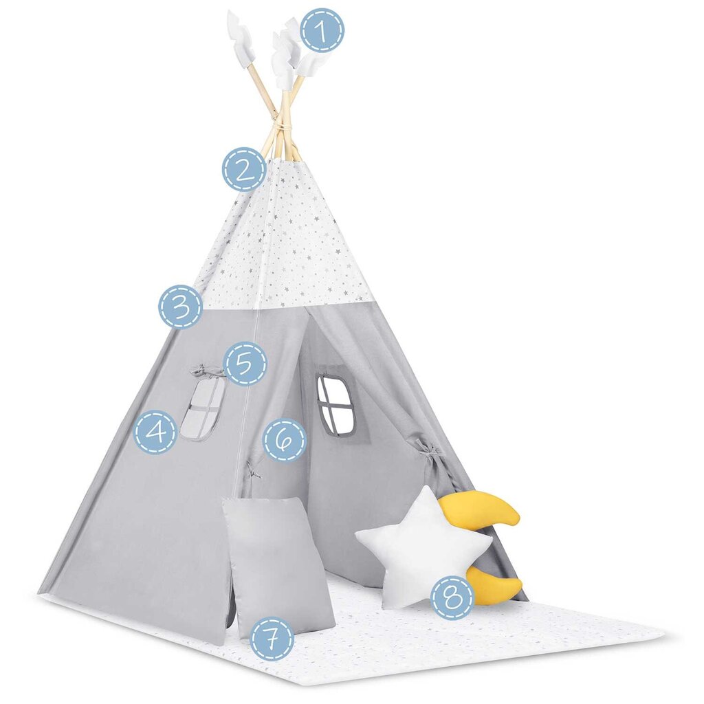 Bērnu telts Nukido, gaiši pelēka cena un informācija | Bērnu rotaļu laukumi, mājiņas | 220.lv
