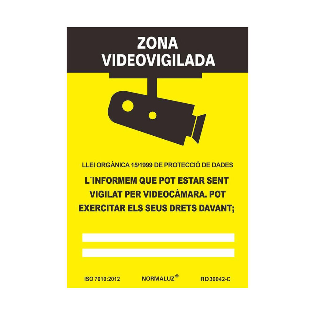 Zīme Normaluz Zona videovigilada PVC (21 x 30 cm) cena un informācija | Gleznas | 220.lv