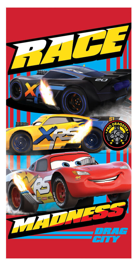 Bērnu dvielis Disney Cars Race , 70x137 cm (Fast Dry) цена и информация | Dvieļi | 220.lv