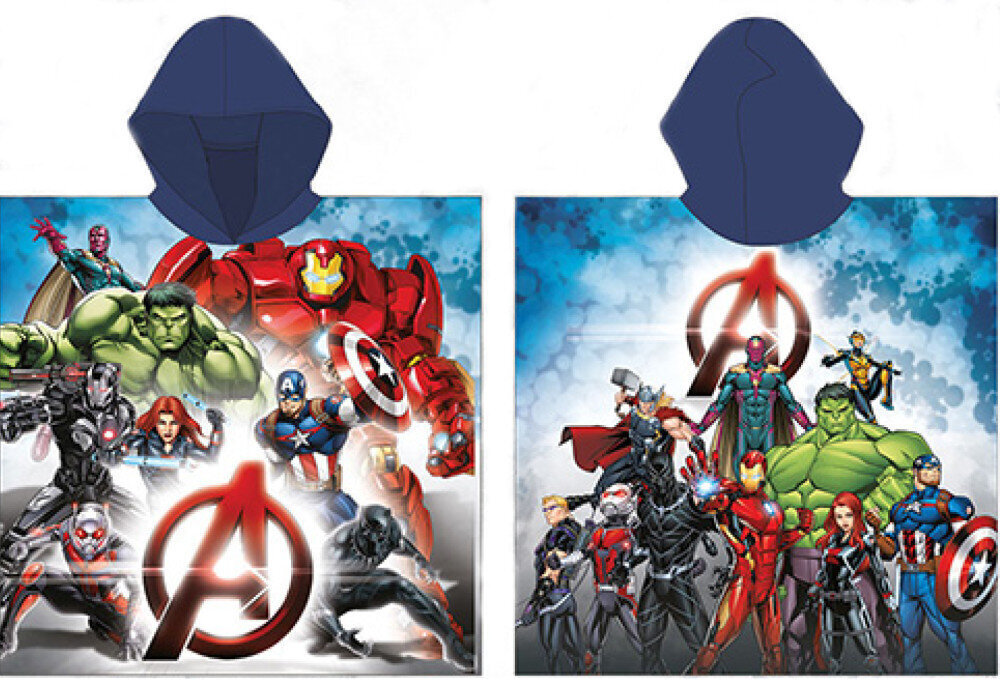 Bērnu dvielis, poncho Avengers Heroes 55x110 cm cena un informācija | Dvieļi | 220.lv
