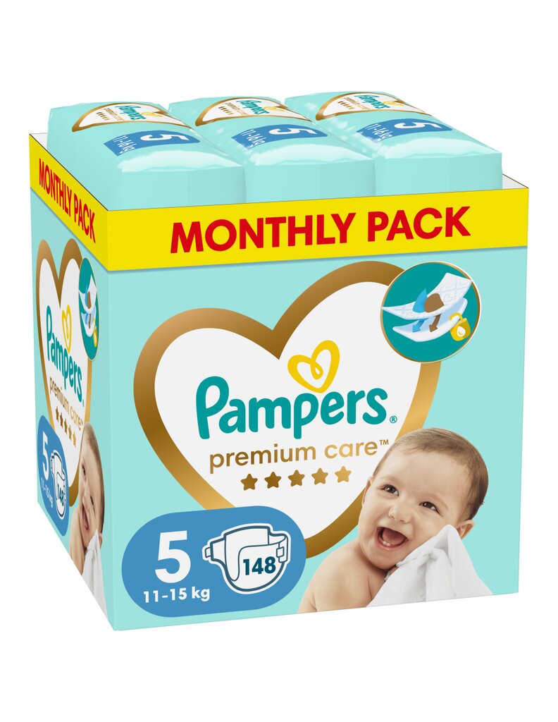 Autiņbiksītes Pampers Premium Protection 5 (11-16 kg), 148 gab. cena un informācija | Autiņbiksītes | 220.lv