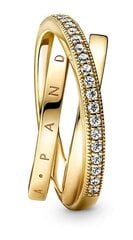 Apzeltīts savīts gredzens ar Pavé cirkoniem sievietēm Pandora , 169057C01 cena un informācija | Gredzeni | 220.lv