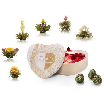 Ziedošu tēju komplekts koka kastītē Balts, 6 gab. cena un informācija | Tēja | 220.lv