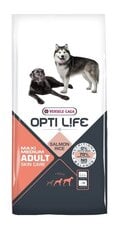 Versele-Laga Opti Life Adult Skin Care Medium & Maxi suņiem, ar lasi, 12,5 kg cena un informācija | Sausā barība suņiem | 220.lv
