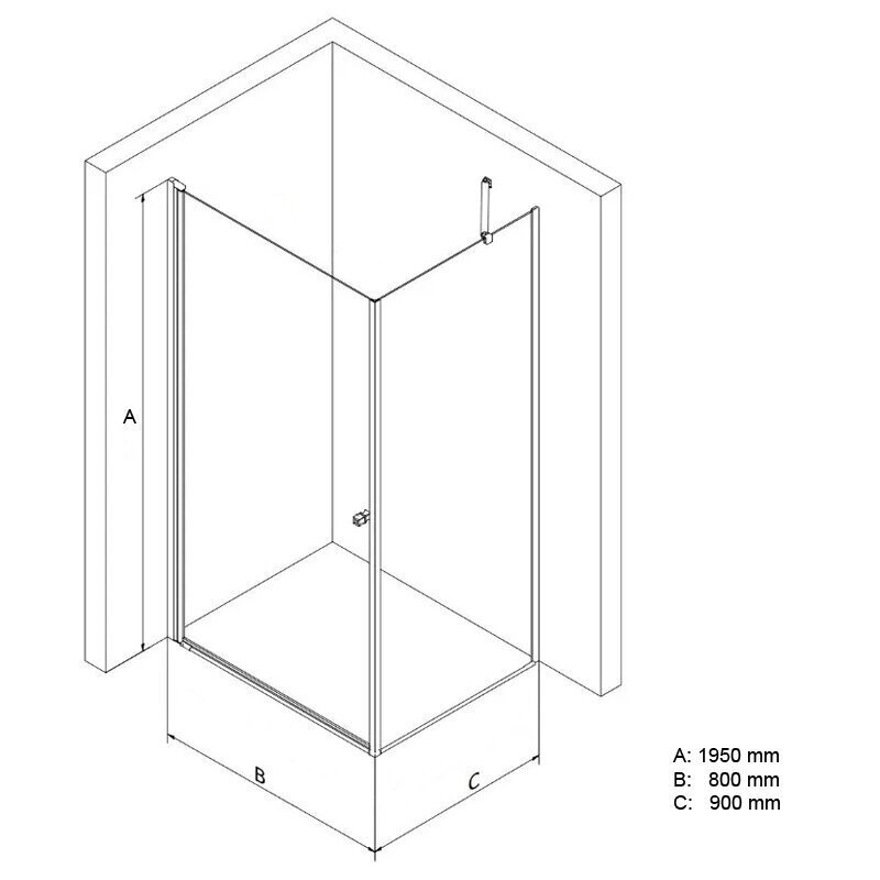 Duškabīne Mesina Black DW 80x90 cm cena un informācija | Dušas kabīnes | 220.lv