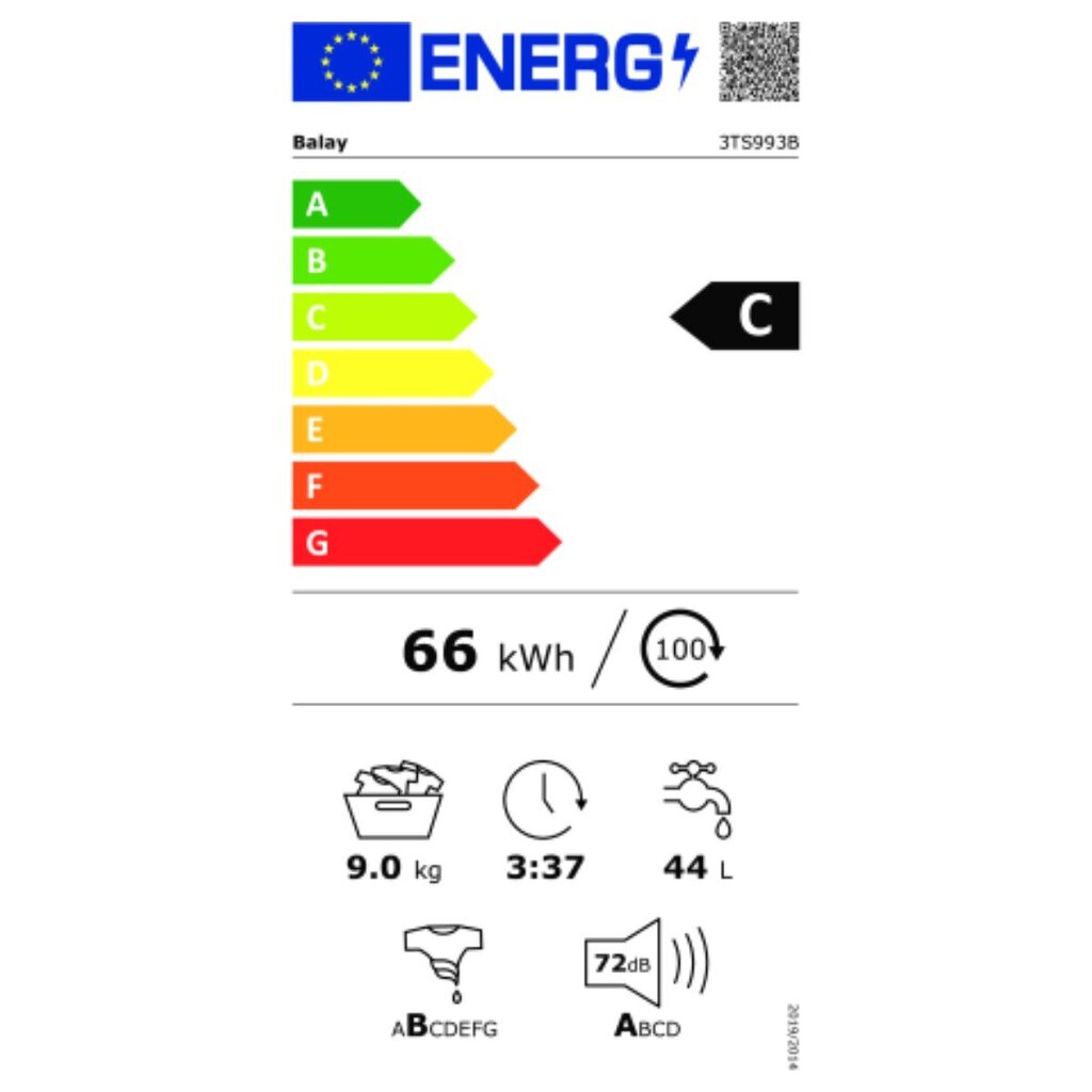 Mazgāšanas mašīna Balay 3TS993BT 9 kg 1200 rpm cena un informācija | Veļas mašīnas | 220.lv