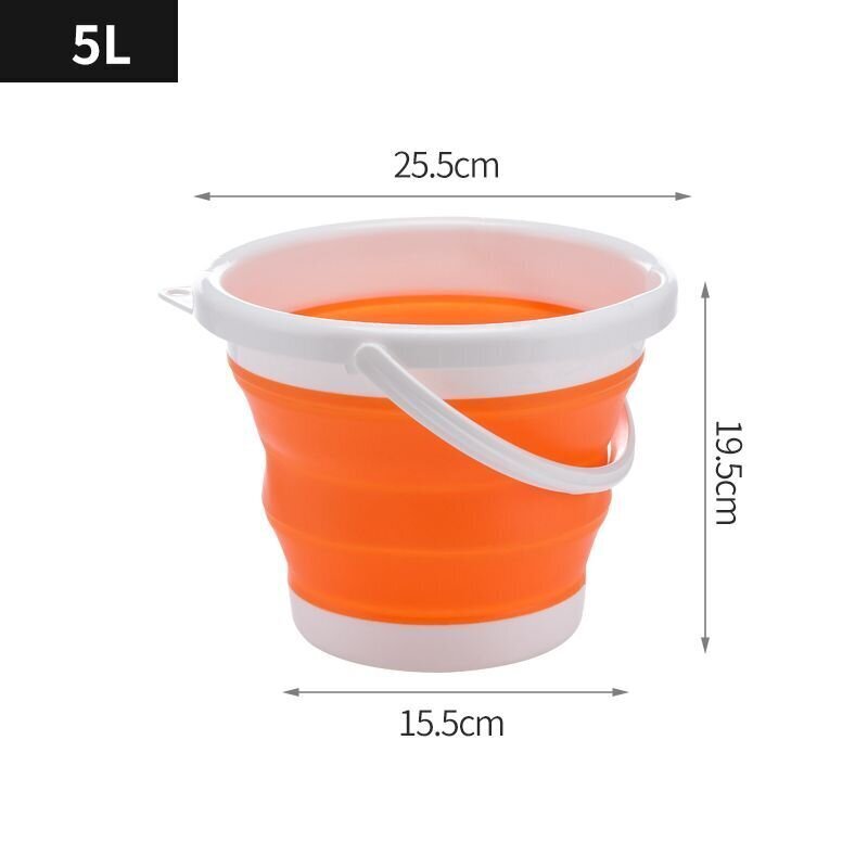 Silikona saliekamais kauss 5L - apelsīns -balts cena un informācija | Tīrīšanas piederumi | 220.lv