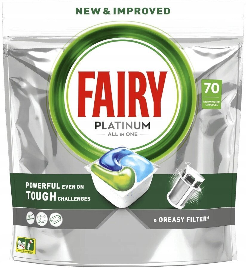 Fairy Green trauku mazgājamās mašīnas kapsulas, 70 gab cena un informācija | Trauku mazgāšanas līdzekļi | 220.lv
