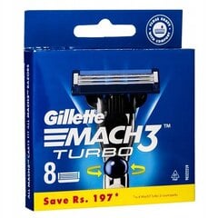 Сменные лезвия для бритья Gillette Mach3 Turbo, 8 шт. цена и информация | Косметика и средства для бритья | 220.lv