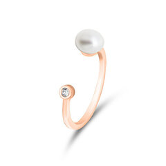 Apzeltīts gredzens ar īstu pērli sievietēm Brilio Silver, RI103R cena un informācija | Gredzeni | 220.lv