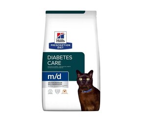 Hills Prescription Diet M/D Diabetes Feline With Chicken kaķiem ar diabēta un aptaukošanās problēmām, ar vistu, 3 kg цена и информация | Сухой корм для кошек | 220.lv