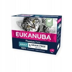 Eukanuba Grain Free Adult kaķiem, ar jēru, 12x85 g cena un informācija | Konservi kaķiem | 220.lv