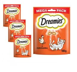 Dreamies Mega Pack kaķiem, ar vistu, 4x180 g cena un informācija | Gardumi kaķiem | 220.lv