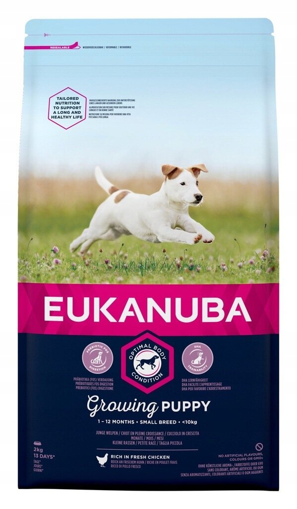 Eukanuba Growing Puppy Small Breed mazo šķirņu suņiem, ar vistu, 2 kg цена и информация | Sausā barība suņiem | 220.lv