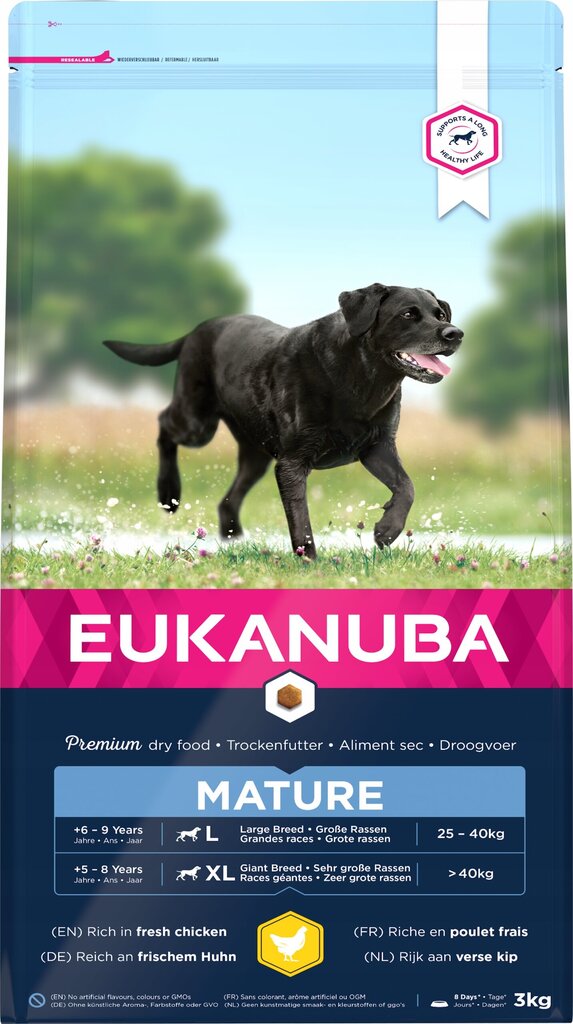 Eukanuba Senior Large suņiem ar lieko svaru, ar vistu, 3 kg цена и информация | Sausā barība suņiem | 220.lv