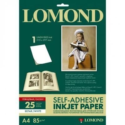 Līmpapīrs uzlīmēm Lomond Self Adhesive Inkjet Photo Paper, spīdīgs, A4, 25 loksnes cena un informācija | Burtnīcas un papīra preces | 220.lv