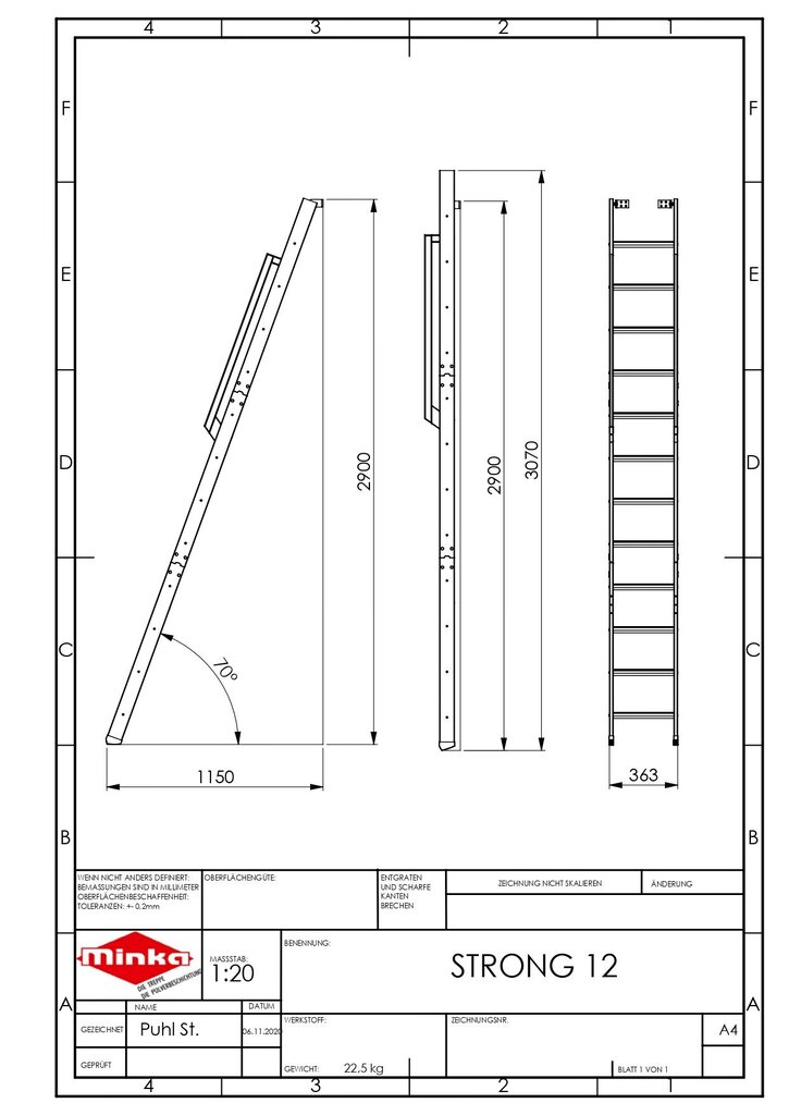 Kāpnes Minka Strong 12, 36.3 x 290(307) cm цена и информация | Kāpnes | 220.lv