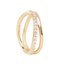 PDPAOLA Charming gold-plated ring with zircons Twister Essentials AN01-844 цена и информация | Кольца | 220.lv