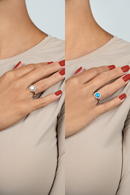 Sudraba gredzens ar opālu un cirkoniem sievietēm Brilio Silver, RI108WB cena un informācija | Gredzeni | 220.lv