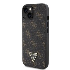 Guess PU Leather 4G Triangle Metal Logo Case for iPhone 14 Black цена и информация | Чехлы для телефонов | 220.lv