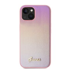 Guess PU Leather Iridescent Metal Script Case for iPhone 15 Pink цена и информация | Чехлы для телефонов | 220.lv