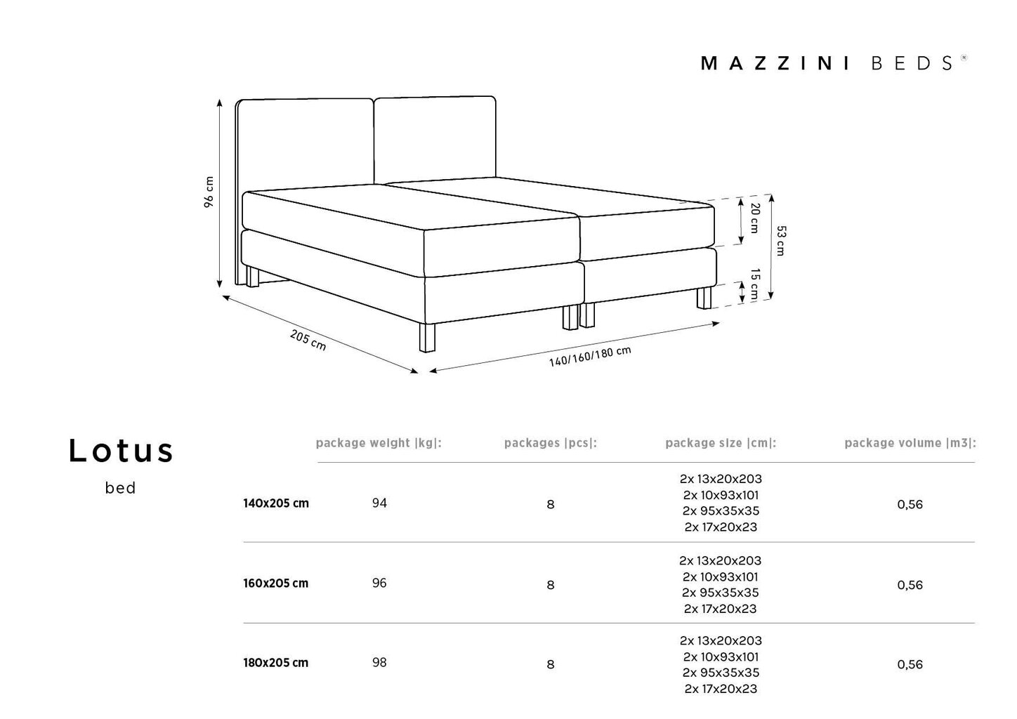 Gulta Mazzini Lotus, 140x200 cm, smilškrāsas cena un informācija | Gultas | 220.lv