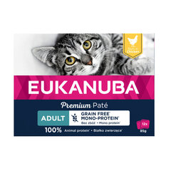 Eukanuba Grain Free Adult kaķiem ar vistu, 12x85 g cena un informācija | Konservi kaķiem | 220.lv