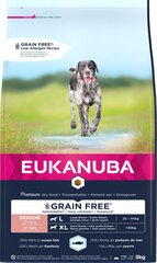 Eukanuba Grain Free Senior Large Ocean Fish lielu šķirņu suņiem, ar zivīm, 3 kg cena un informācija | Sausā barība suņiem | 220.lv