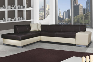 Stūra dīvāns Porto, melns/smilškrāsas cena un informācija | Stūra dīvāni | 220.lv