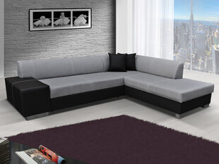 Stūra dīvāns Porto, melns/pelēks cena un informācija | Stūra dīvāni | 220.lv