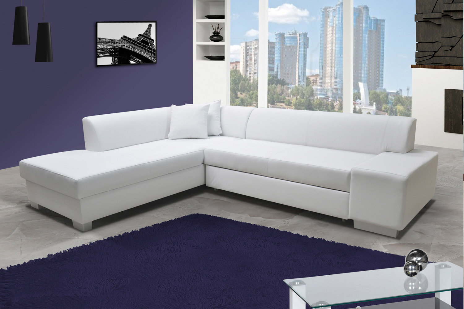 Stūra dīvāns Porto, balts цена и информация | Stūra dīvāni | 220.lv