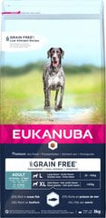 Eukanuba Grain Free Large для взрослых собак с рыбой, 3 кг цена и информация | Сухой корм для собак | 220.lv
