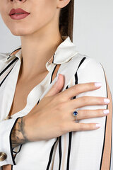 Sudraba gredzens ar zilu cirkonu sievietēm Brilio Silver, RI031W cena un informācija | Gredzeni | 220.lv