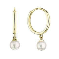 Zelta stīpiņu auskari ar īstām pērlēm sievietēm Evolution Group, 91P00030 cena un informācija | Auskari | 220.lv