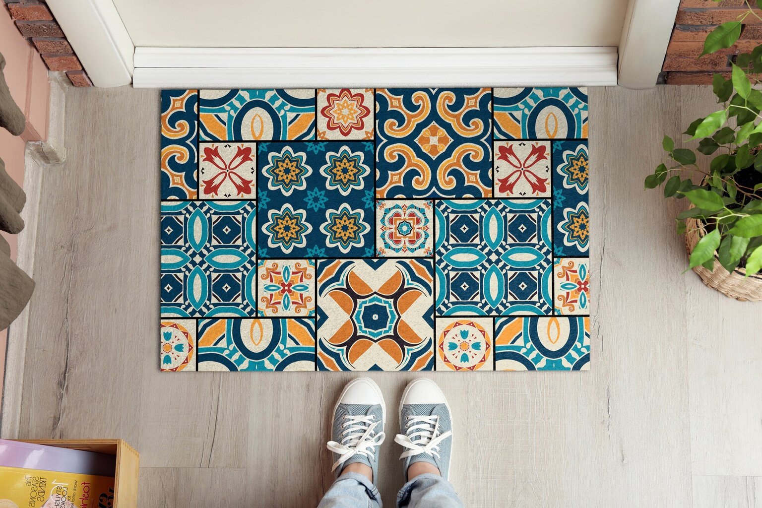 Durvju paklājs Azulejo, 90x60 cm cena un informācija | Kājslauķi | 220.lv