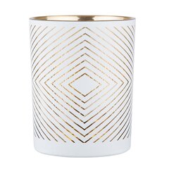 Stikla svečturis balts ar zeltainu iekšpusi 10x12,5 cm cena un informācija | Sveces un svečturi | 220.lv