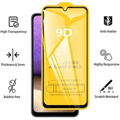 Grūdintas stiklas 9D Samsung Galaxy A12 / A32 5G / Motorola Moto E22i juodas rėmelis цена и информация | Защитные пленки для телефонов | 220.lv