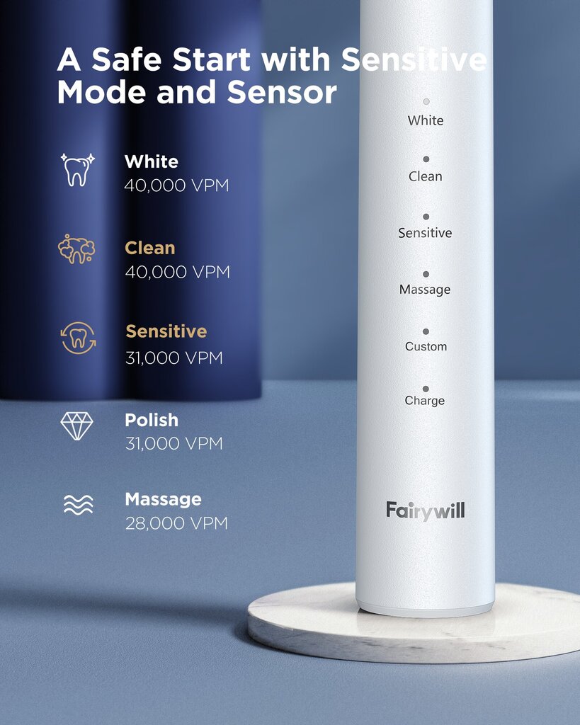 FairyWill Sonic FW-P80 cena un informācija | Elektriskās zobu birstes | 220.lv