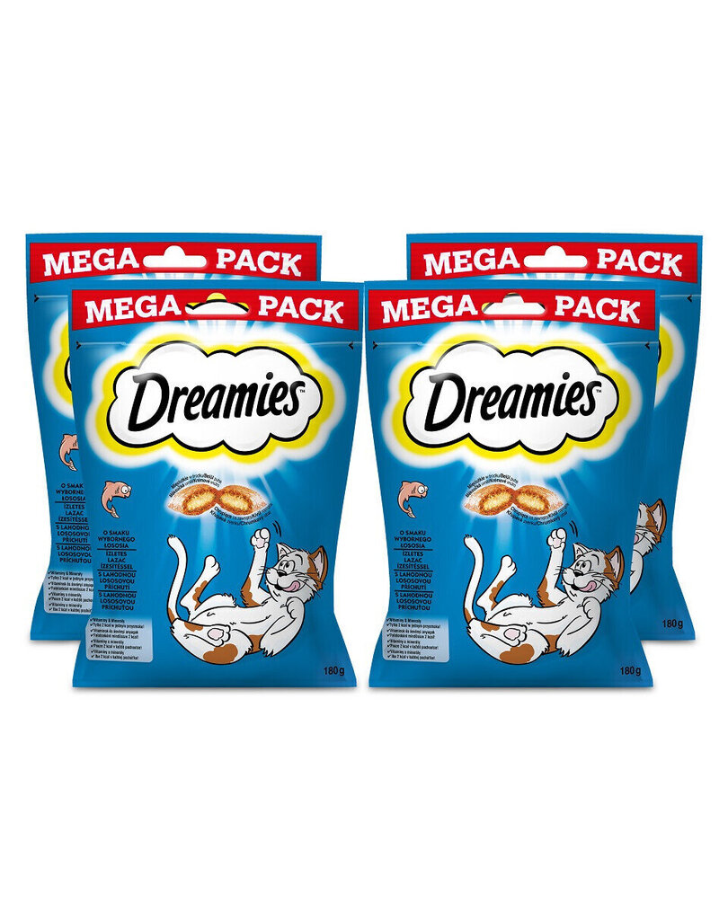 Dreamies Mega Pack kaķiem, ar lasi, 4x180 g cena un informācija | Gardumi kaķiem | 220.lv