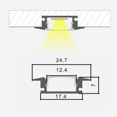 Iebūvējams profils LED lentei 3m x 24,7mm x 7mm цена и информация | Светодиодные ленты | 220.lv