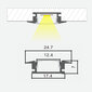 Padziļināts anodēts alumīnija profils ar caurspīdīgu stiklu LED lentei, 1m x 24,7mm x 7mm, 2 gab. cena un informācija | LED lentes | 220.lv