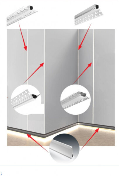 Iebūvējams profils 1-5 LED lentes rindām, 3m x 96mm x 20mm cena un informācija | LED lentes | 220.lv