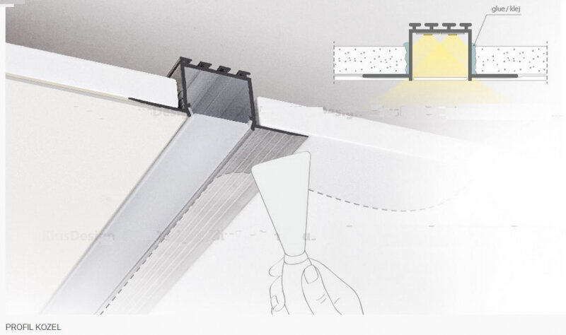 Iebūvējams profils 1-5 LED lentes rindām, 3m x 96mm x 20mm cena un informācija | LED lentes | 220.lv