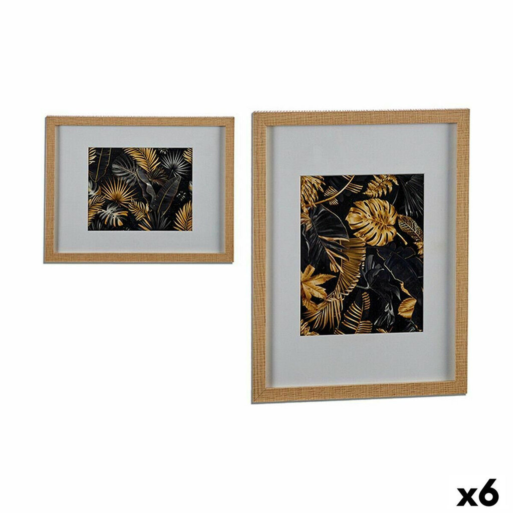 Glezna Bronza Augu lapa skaidu plātnes 43 x 32,5 x 3 cm (6 gb.) - цена и информация | Gleznas | 220.lv