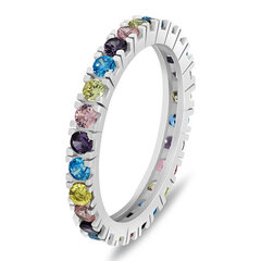 Sudraba gredzens ar krāsainiem cirkoniem sievietēm Brilio Silver, RI116WRBW cena un informācija | Gredzeni | 220.lv