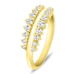 Apzeltīts gredzens ar caurspīdīgiem cirkoniem sievietēm Brilio Silver, RI120Y цена и информация | Кольца | 220.lv