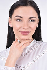 Baltā zelta auskari ar īstām pērlēm sievietēm Evolution Group, Pavona 821004.3 pāvs cena un informācija | Auskari | 220.lv